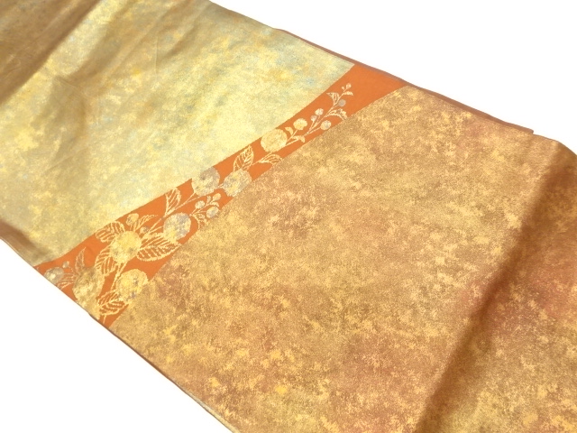 リサイクル　引箔枝葉に実模様織出し名古屋帯